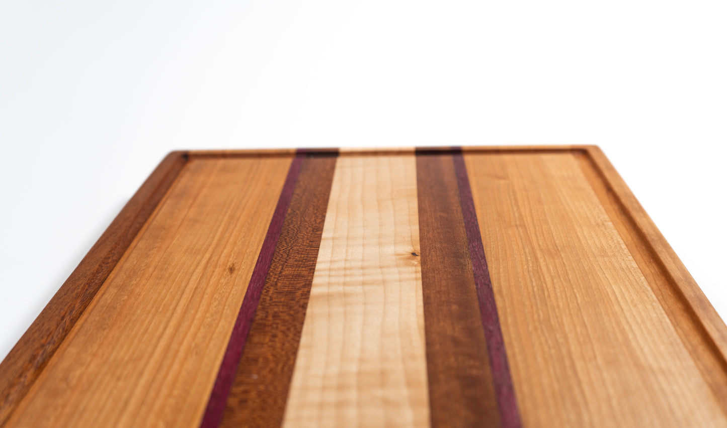 Handcrafted Wooden Cutting Board Purple and Cherry Stripes
