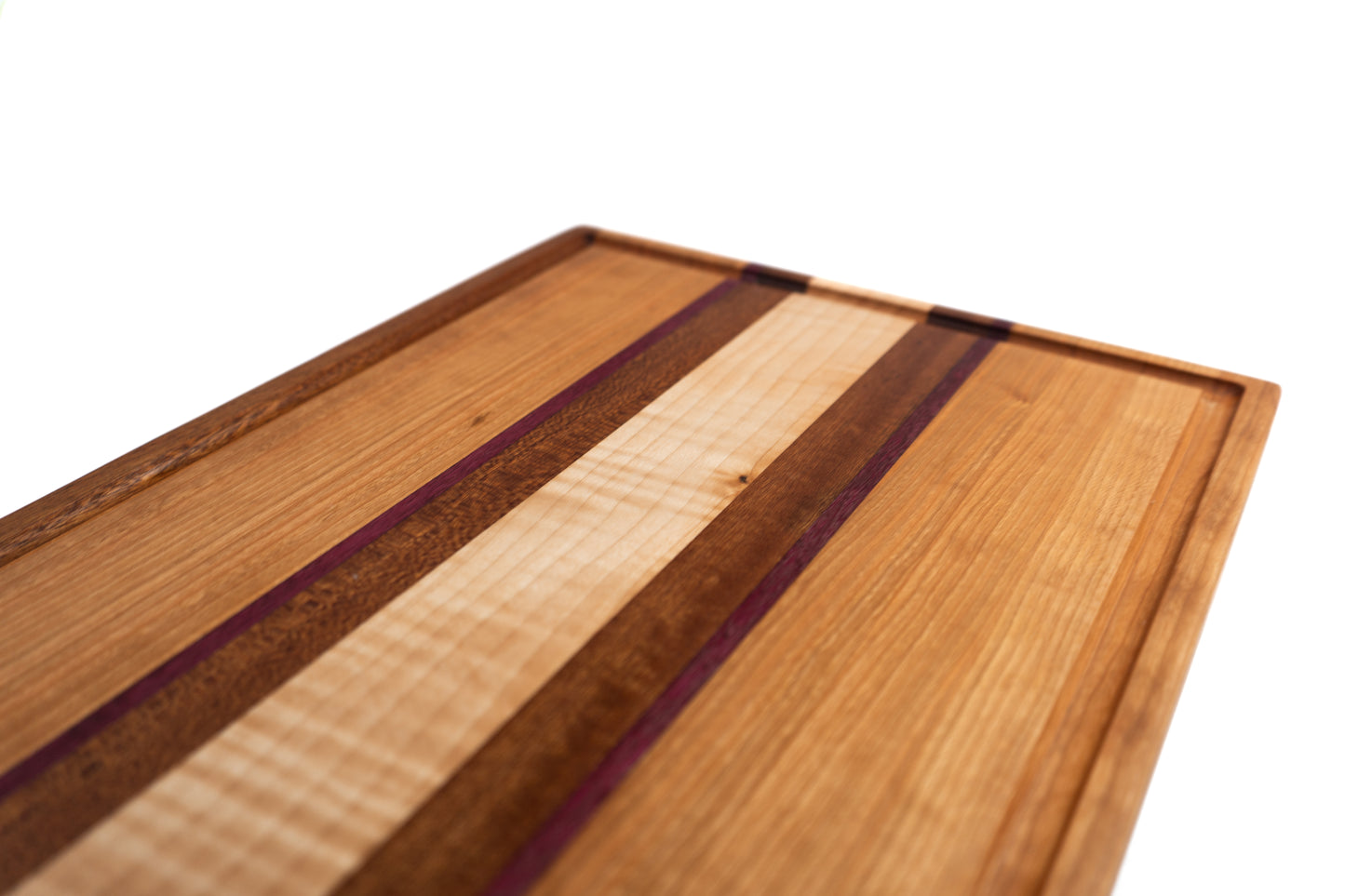 Handcrafted Wooden Cutting Board Purple and Cherry Stripes