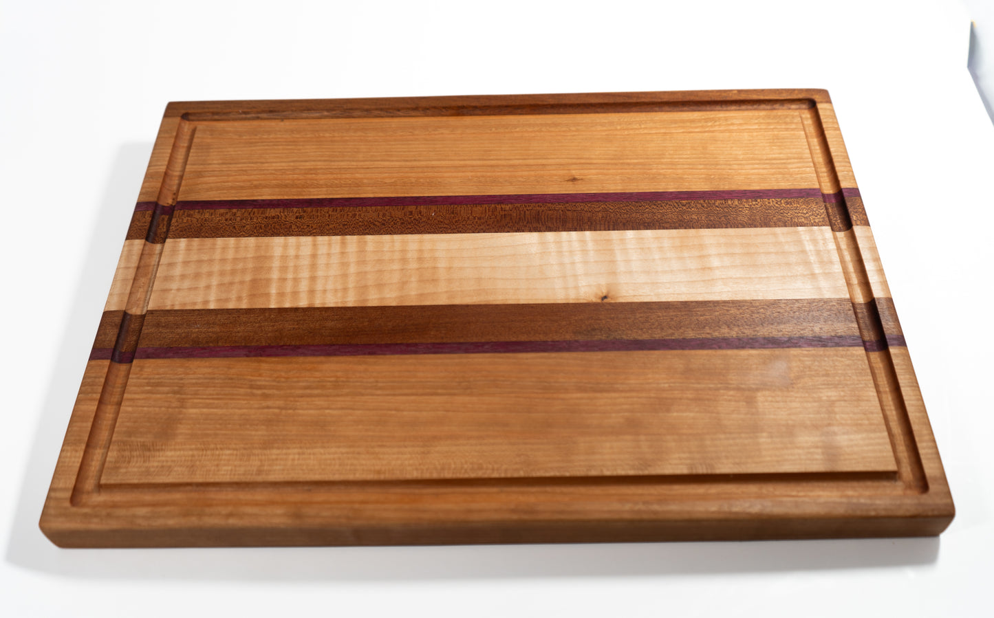 Handcrafted Wooden Cutting Board Purple and Cherry Stripes