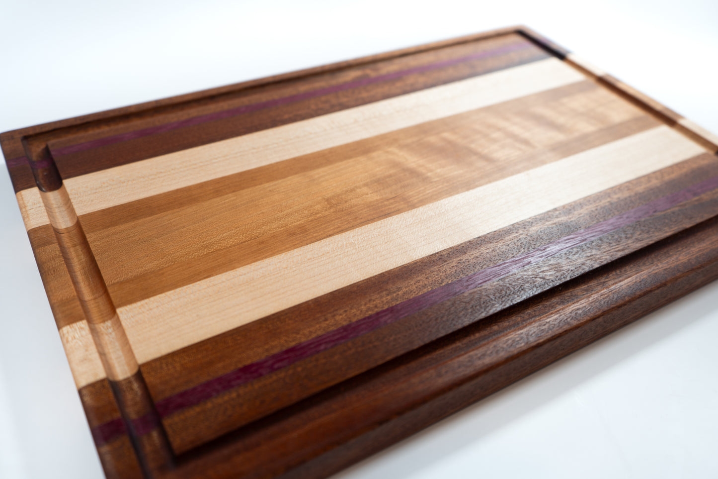 Handcrafted Wooden Cutting Board Purple Heart Stripes